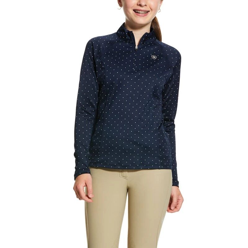 Ariat Girl's Sunstopper 2.0 1/4 Zip Base Layer (Navy Dot) 1 Ariat Girl's Sunstopper 2.0 1/4 Zip Base Layer (Navy Dot)