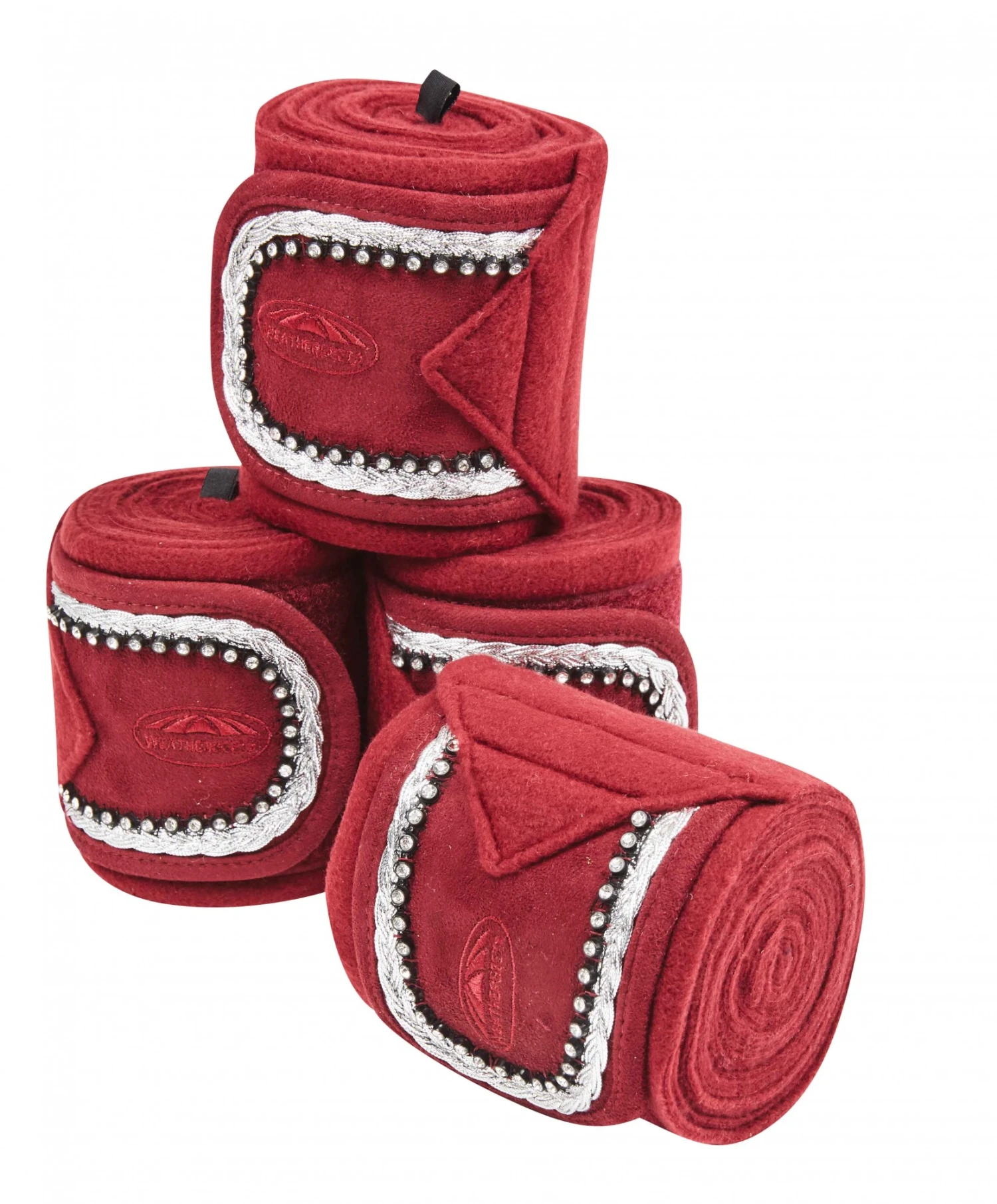 Weatherbeeta Fleece Bling Bandage 4 Pack (Maroon) 1 Weatherbeeta Fleece Bling Bandage 4 Pack (Maroon)