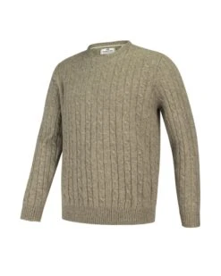 Hoggs Of Fife Men's Jedburgh Crew Neck Cable Pullover (Oatmeal)