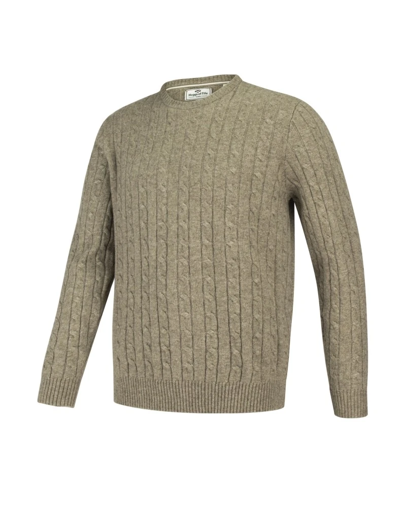 Hoggs Of Fife Men's Jedburgh Crew Neck Cable Pullover (Oatmeal) 1 Hoggs Of Fife Men's Jedburgh Crew Neck Cable Pullover (Oatmeal)