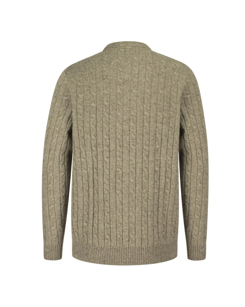 Hoggs Of Fife Men's Jedburgh Crew Neck Cable Pullover (Oatmeal) 2 Hoggs Of Fife Men's Jedburgh Crew Neck Cable Pullover (Oatmeal) - Image 2