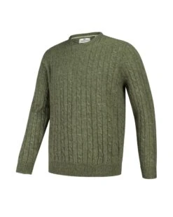 Hoggs Of Fife Men's Jedburgh Crew Neck Cable Pullover (Thyme)
