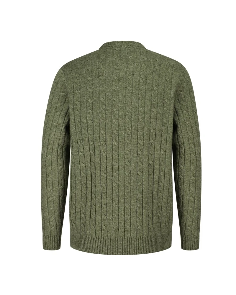 Hoggs Of Fife Men's Jedburgh Crew Neck Cable Pullover (Thyme) 2 Hoggs Of Fife Men's Jedburgh Crew Neck Cable Pullover (Thyme) - Image 2
