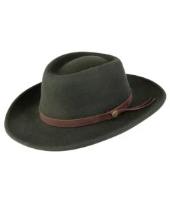 Hoggs Of Fife Unisex Perth Crushable Felt Hat (Olive)