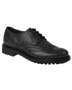 Hoggs Of Fife Men's Prestwick Brogue Shoes (Black Grain)