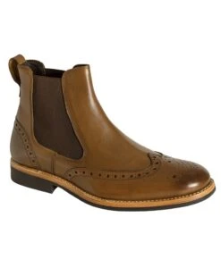 Hoggs Of Fife Men's Stanley Semi-Brogue Dealer Boots (Burnished Tan)