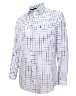 Hoggs Of Fife Men's Viscount Premier Tattersall Shirt (White/Navy Check)