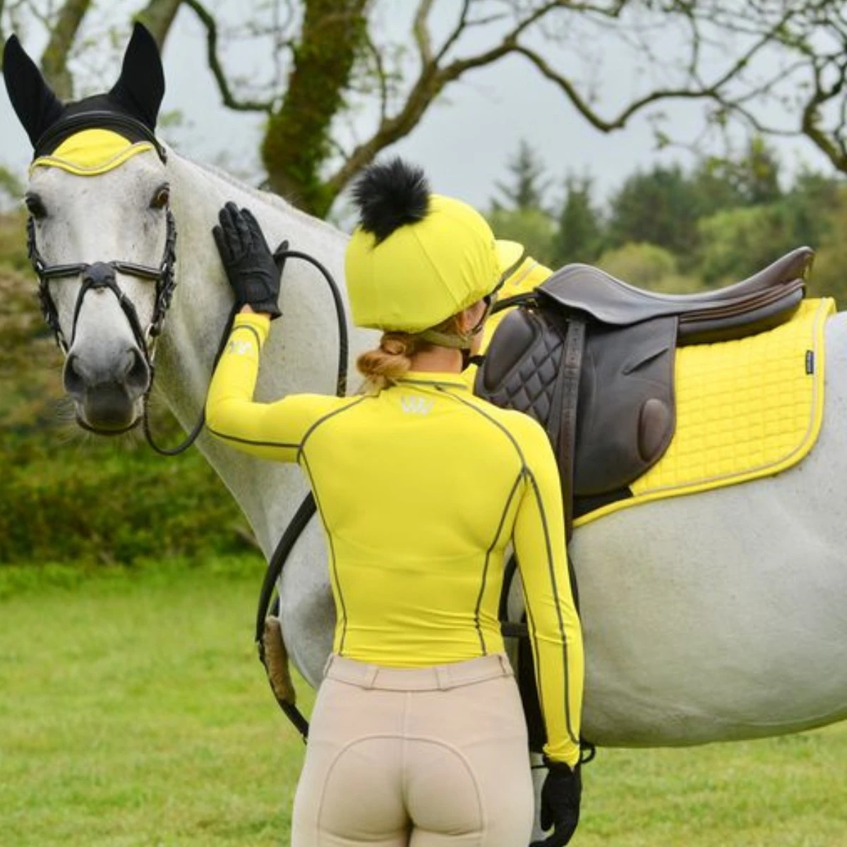 Woof Wear Ladies Performance Riding Shirt (Sunshine Yellow) 3 Woof Wear Ladies Performance Riding Shirt (Sunshine Yellow) - Image 3