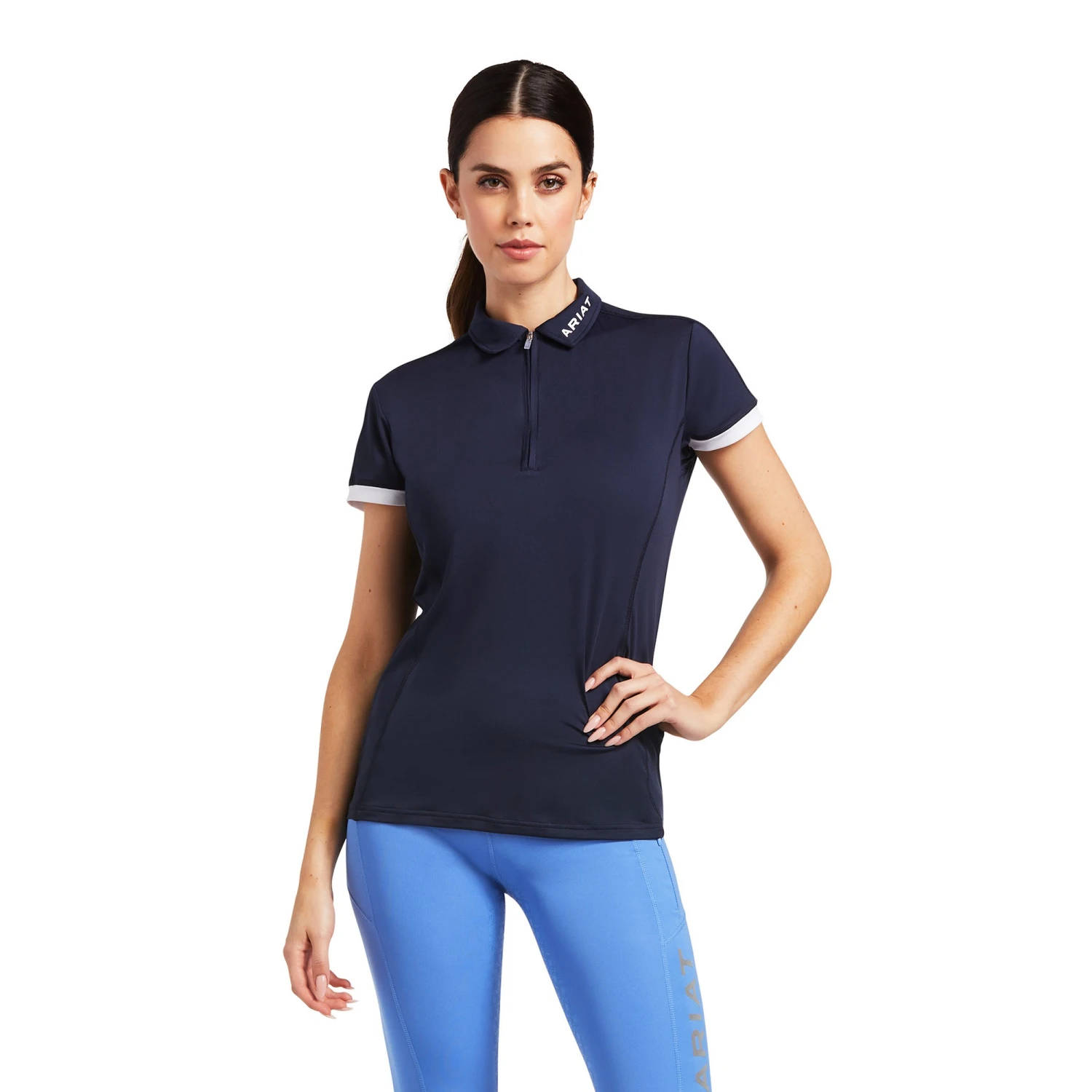 Ariat Women's Bandera 1/4 Zip Short Sleeve Polo (Navy) 1 Ariat Women's Bandera 1/4 Zip Short Sleeve Polo (Navy)