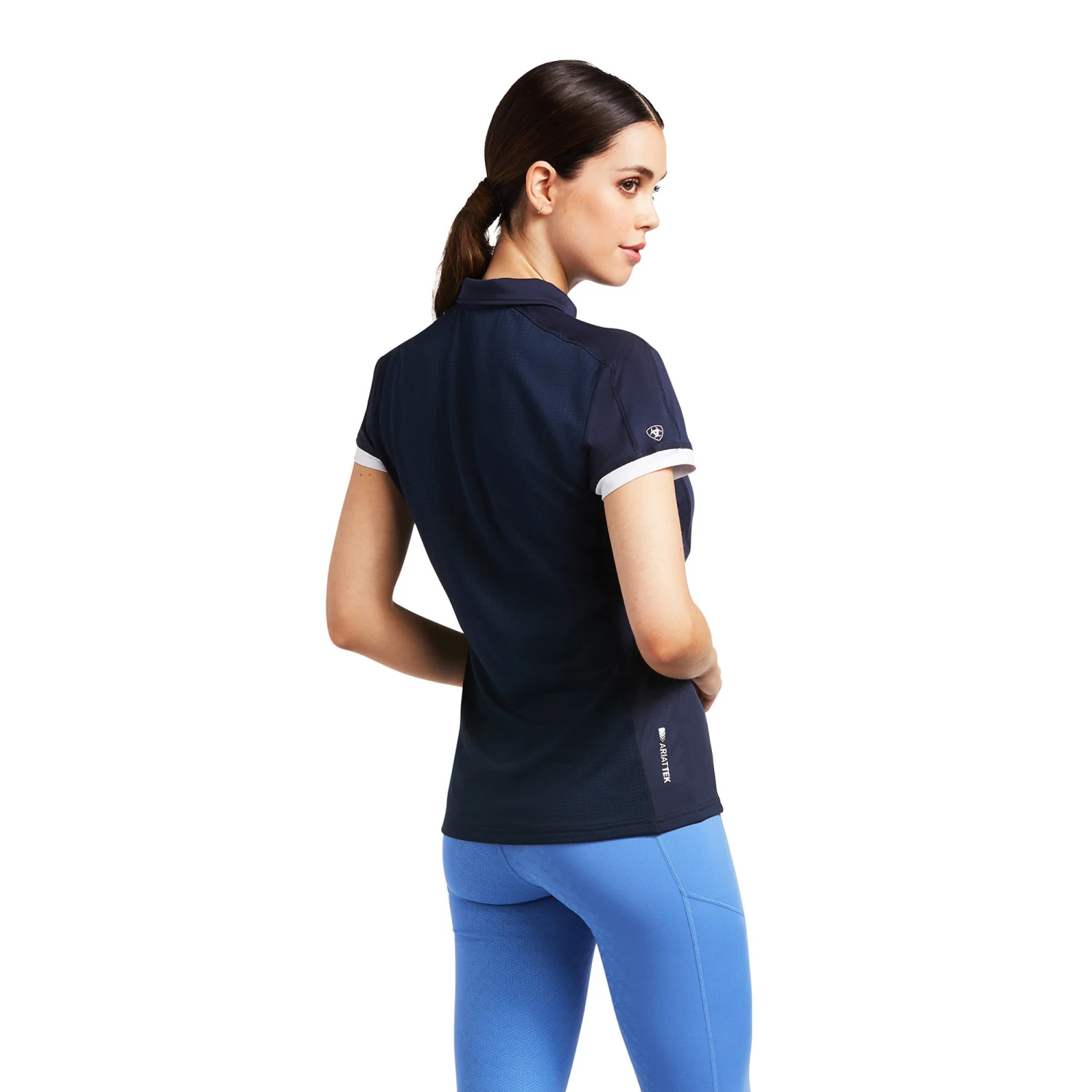 Ariat Women's Bandera 1/4 Zip Short Sleeve Polo (Navy) 2 Ariat Women's Bandera 1/4 Zip Short Sleeve Polo (Navy) - Image 2