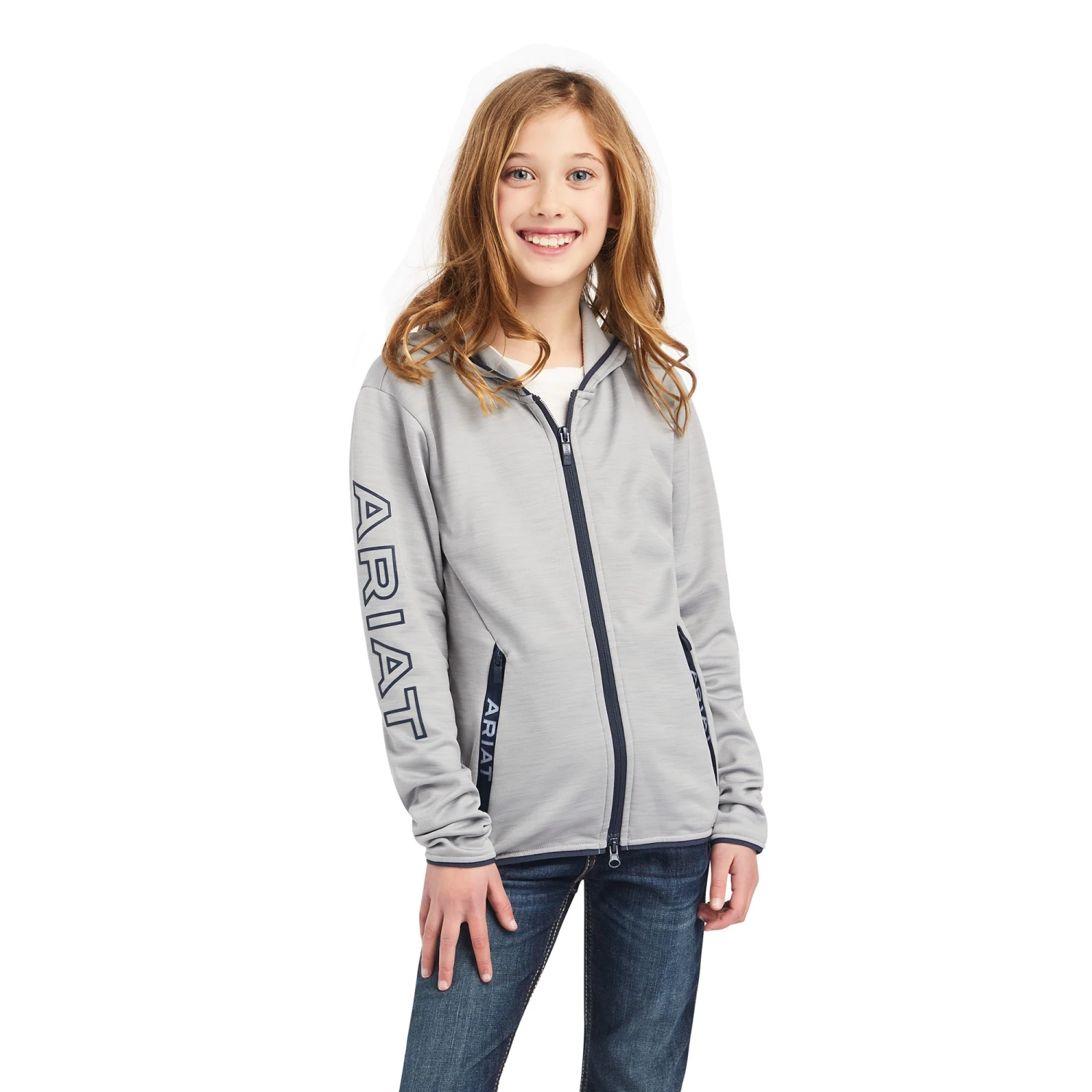 Ariat Youth's Byron Full Zip Hoodie (Heather Grey) 1 Ariat Youth's Byron Full Zip Hoodie (Heather Grey)