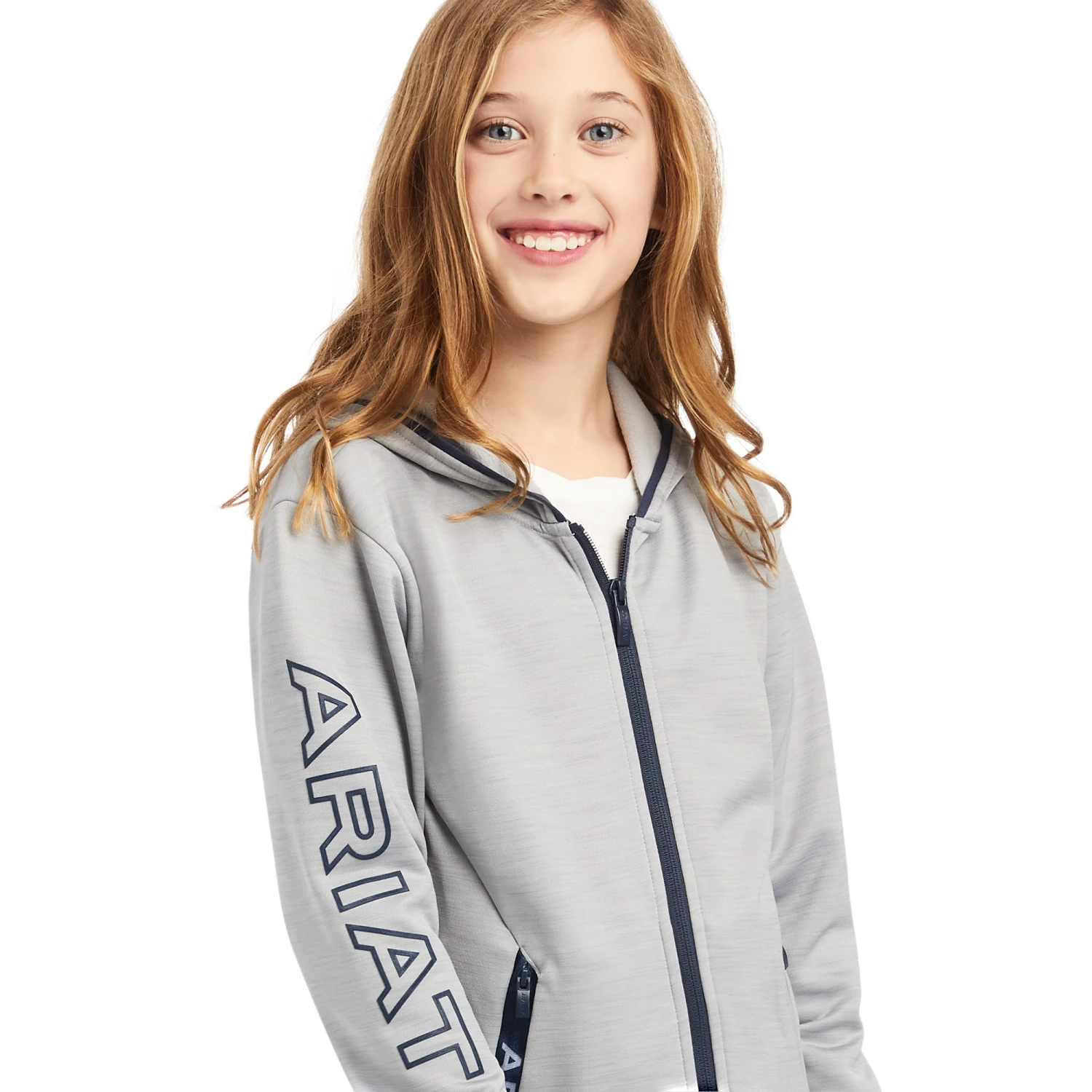 Ariat Youth's Byron Full Zip Hoodie (Heather Grey) 4 Ariat Youth's Byron Full Zip Hoodie (Heather Grey) - Image 4
