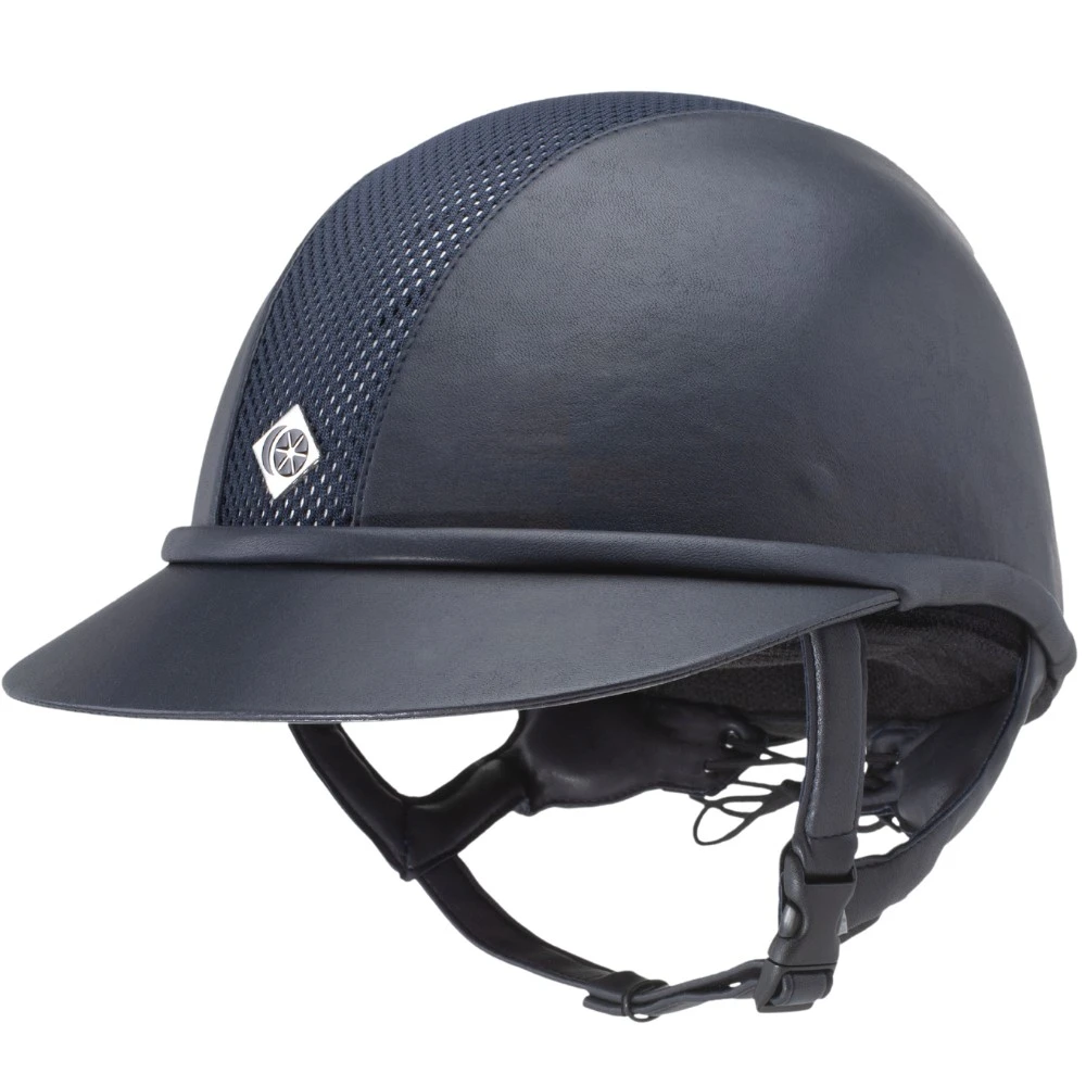 Charles Owen SP8 Plus Leather Look Helmet (Navy/Silver) 1 Charles Owen SP8 Plus Leather Look Helmet (Navy/Silver)