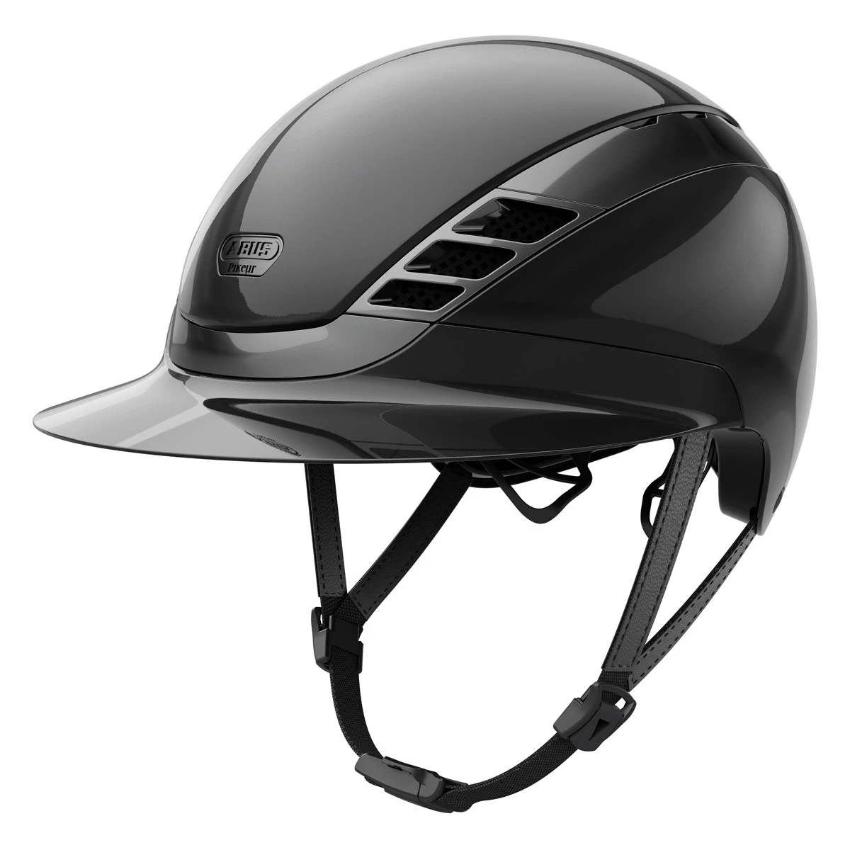 Abus X Pikeur AirLuxe Chrome Lady Visor Riding Hat (Shiny Black) - Pre Order 1 Abus X Pikeur AirLuxe Chrome Lady Visor Riding Hat (Shiny Black) - Pre Order