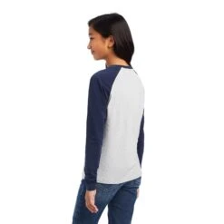 Ariat Youth Varsity Long Sleeve T Shirt (Navy/Heather Grey) -Professional Equestrian Shop 19378c