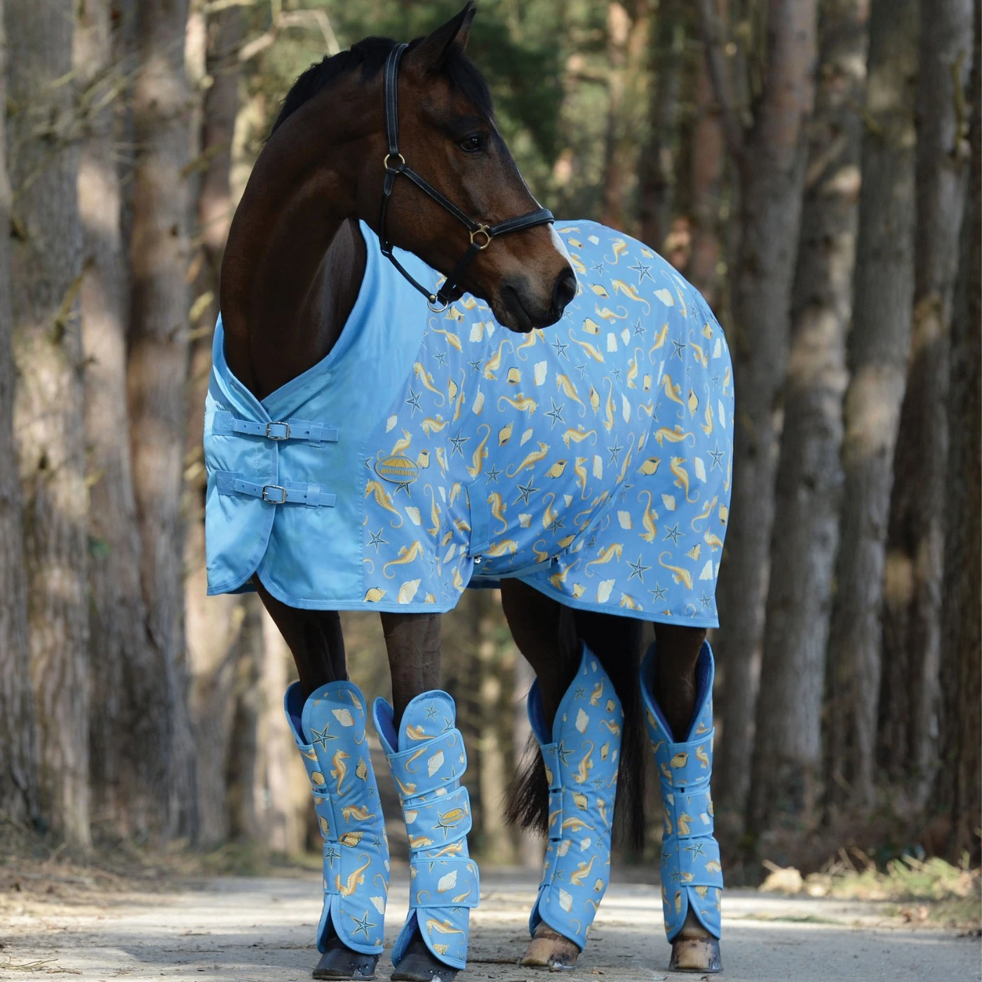 Weatherbeeta 1200D Wide Tab Long Travel Boots (Seahorse Print) 3 Weatherbeeta 1200D Wide Tab Long Travel Boots (Seahorse Print) - Image 3