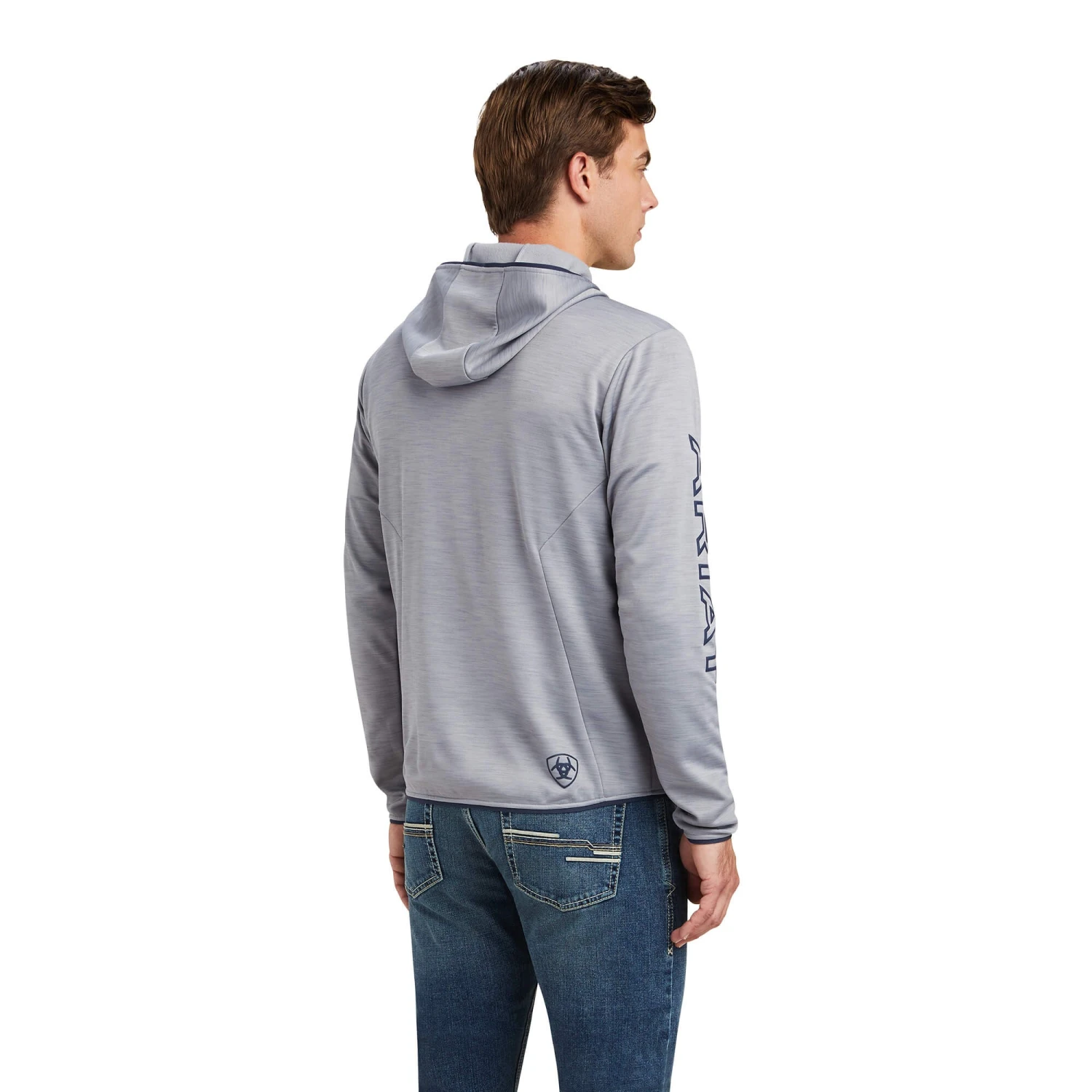 Ariat Mens Byron Full Zip Hoodie (Heather Grey) 2 Ariat Mens Byron Full Zip Hoodie (Heather Grey) - Image 2