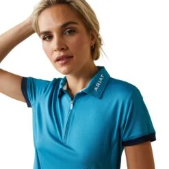 Ariat Womens Bandera 1/4 Zip Polo (Mosaic Blue) 9 Ariat Womens Bandera 1/4 Zip Polo (Mosaic Blue) -Professional Equestrian Shop 19928d