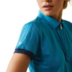 Ariat Womens Bandera 1/4 Zip Polo (Mosaic Blue) 10 Ariat Womens Bandera 1/4 Zip Polo (Mosaic Blue) -Professional Equestrian Shop 19928e