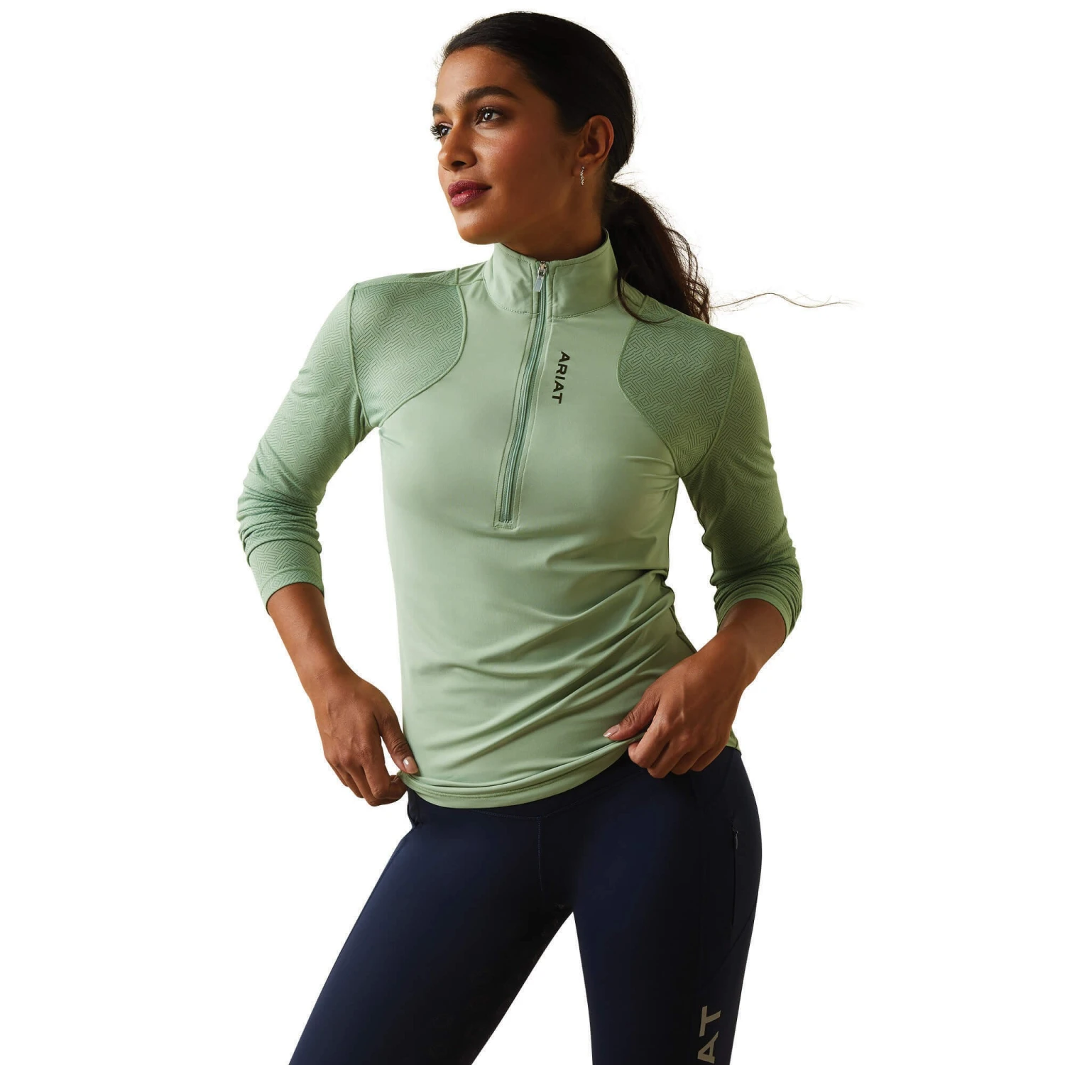 Ariat Womens Breathe 1/4 Zip Baselayer (Basil) 1 Ariat Womens Breathe 1/4 Zip Baselayer (Basil)