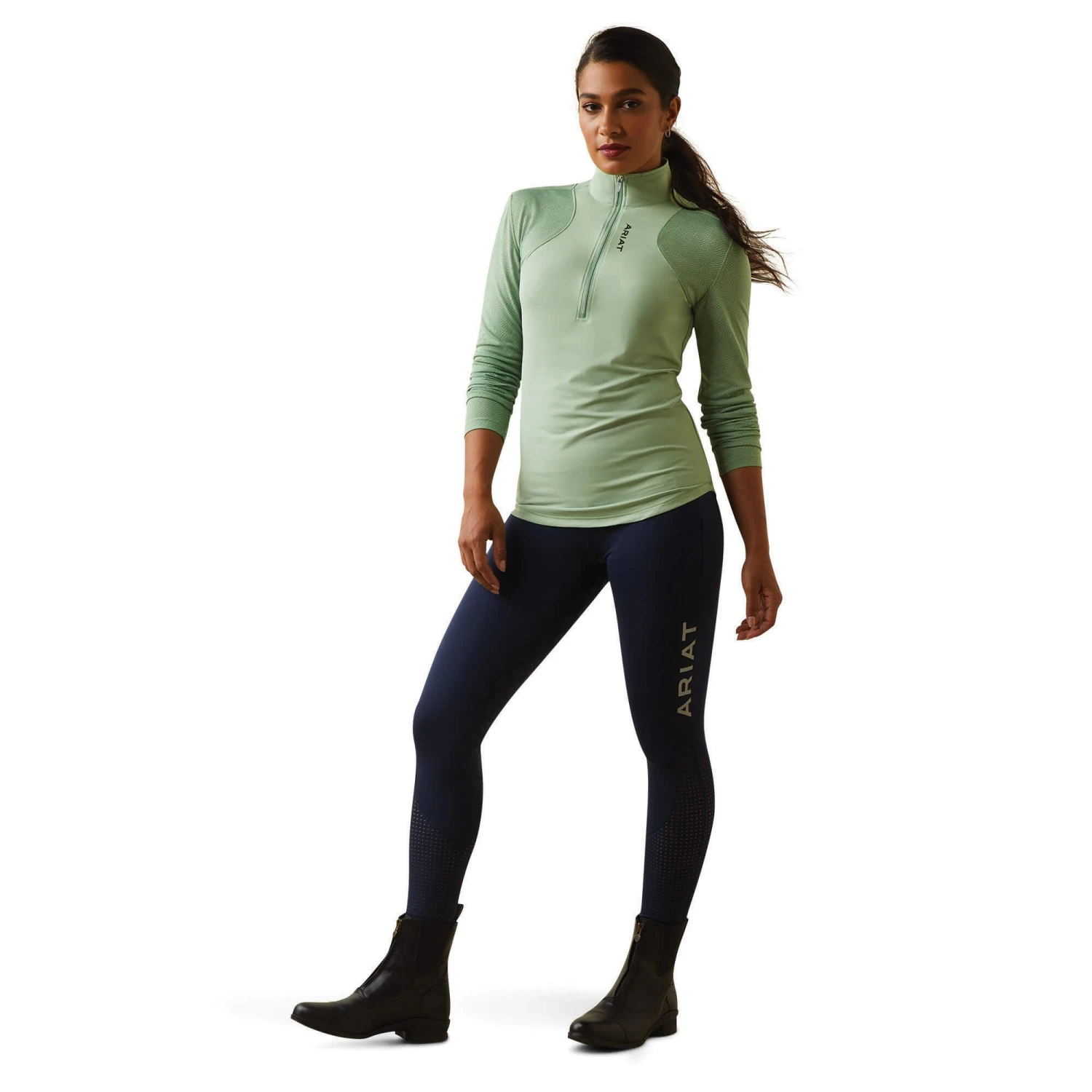 Ariat Womens Breathe 1/4 Zip Baselayer (Basil) 3 Ariat Womens Breathe 1/4 Zip Baselayer (Basil) - Image 3