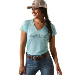 Ariat Womens Laguna Logo Top (Pool Blue)
