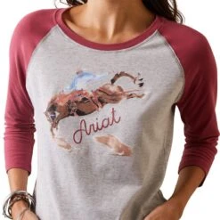 Ariat Womens Painted Dreams T-Shirt (Light Heather Grey/Earth Red) -Professional Equestrian Shop 20022c