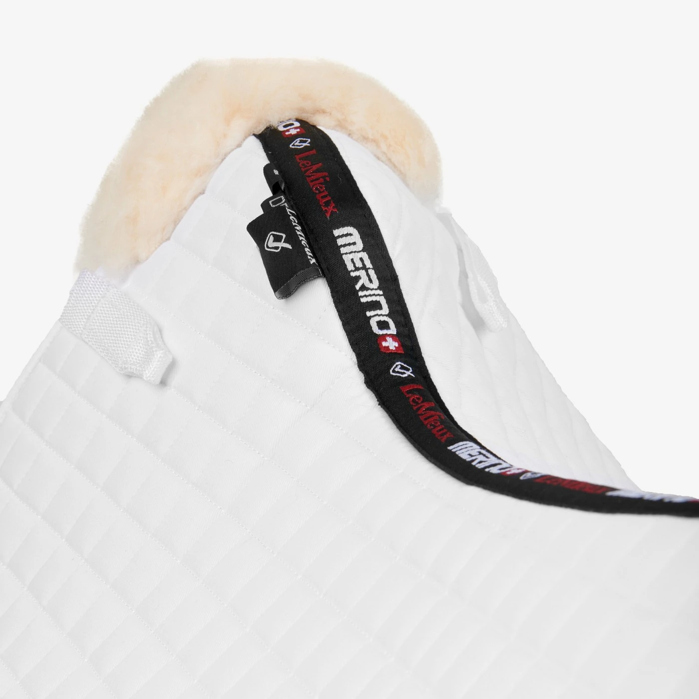 LeMieux Merino+ Half Lined Dressage Square (White/Natural) 2 LeMieux Merino+ Half Lined Dressage Square (White/Natural) - Image 2