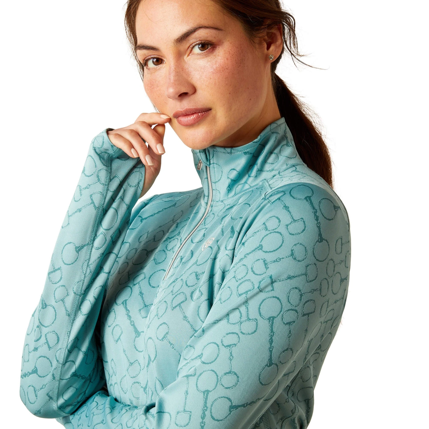 Ariat Women's Prophecy 1/4 Zip Long Sleeve Baselayer (Arctic) 2 Ariat Women's Prophecy 1/4 Zip Long Sleeve Baselayer (Arctic) - Image 2