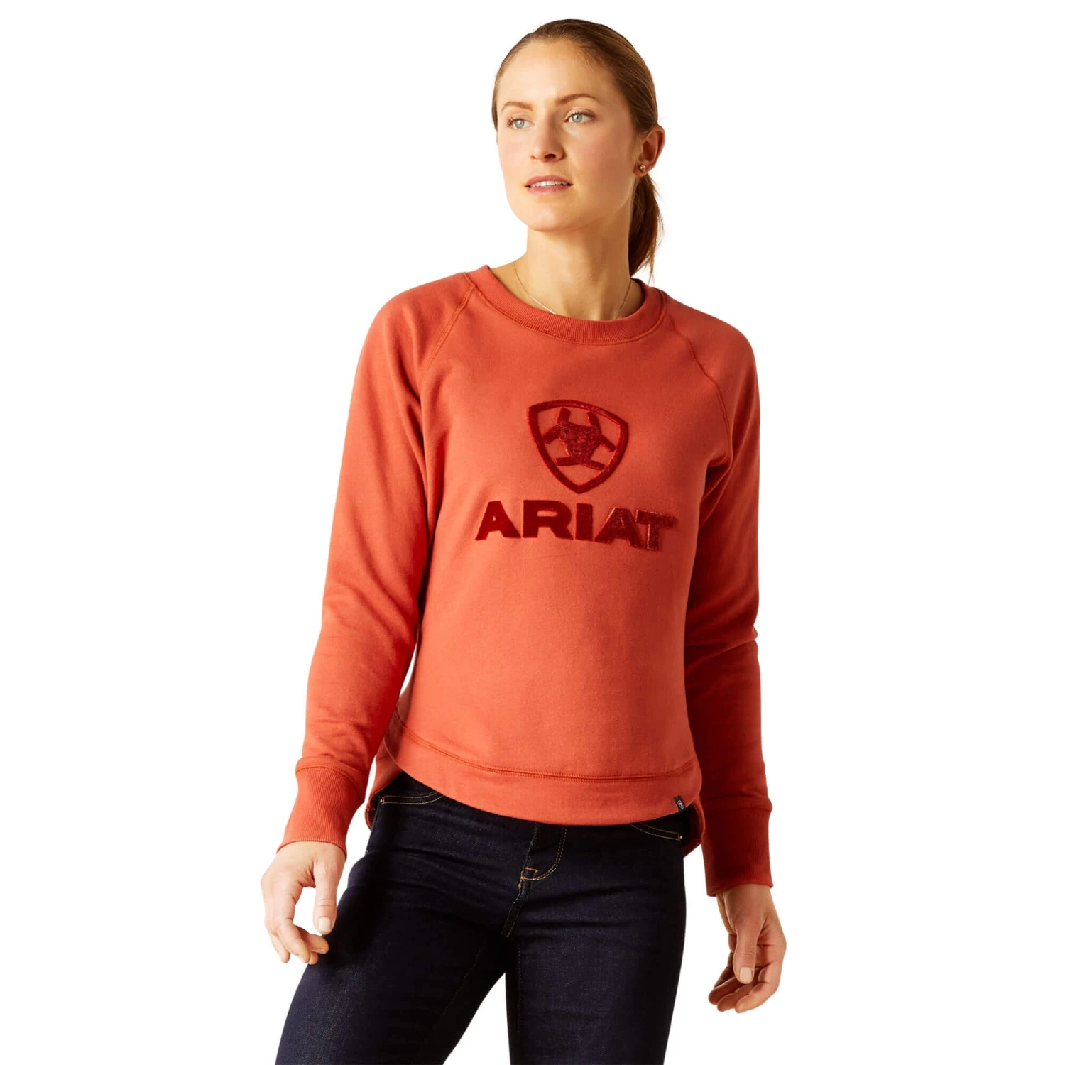 Ariat Womens Benicia Sweatshirt (Burnt Brick) 1 Ariat Womens Benicia Sweatshirt (Burnt Brick)