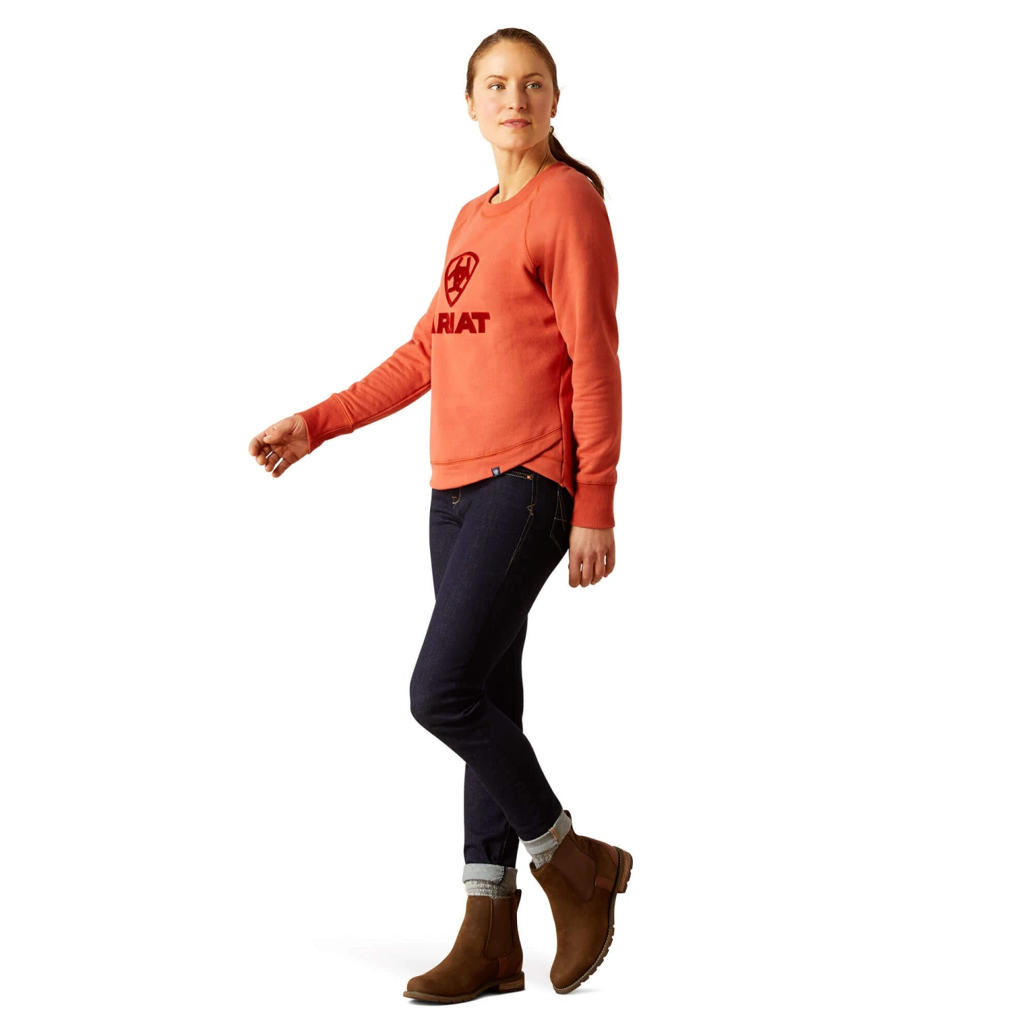 Ariat Womens Benicia Sweatshirt (Burnt Brick) 3 Ariat Womens Benicia Sweatshirt (Burnt Brick) - Image 3