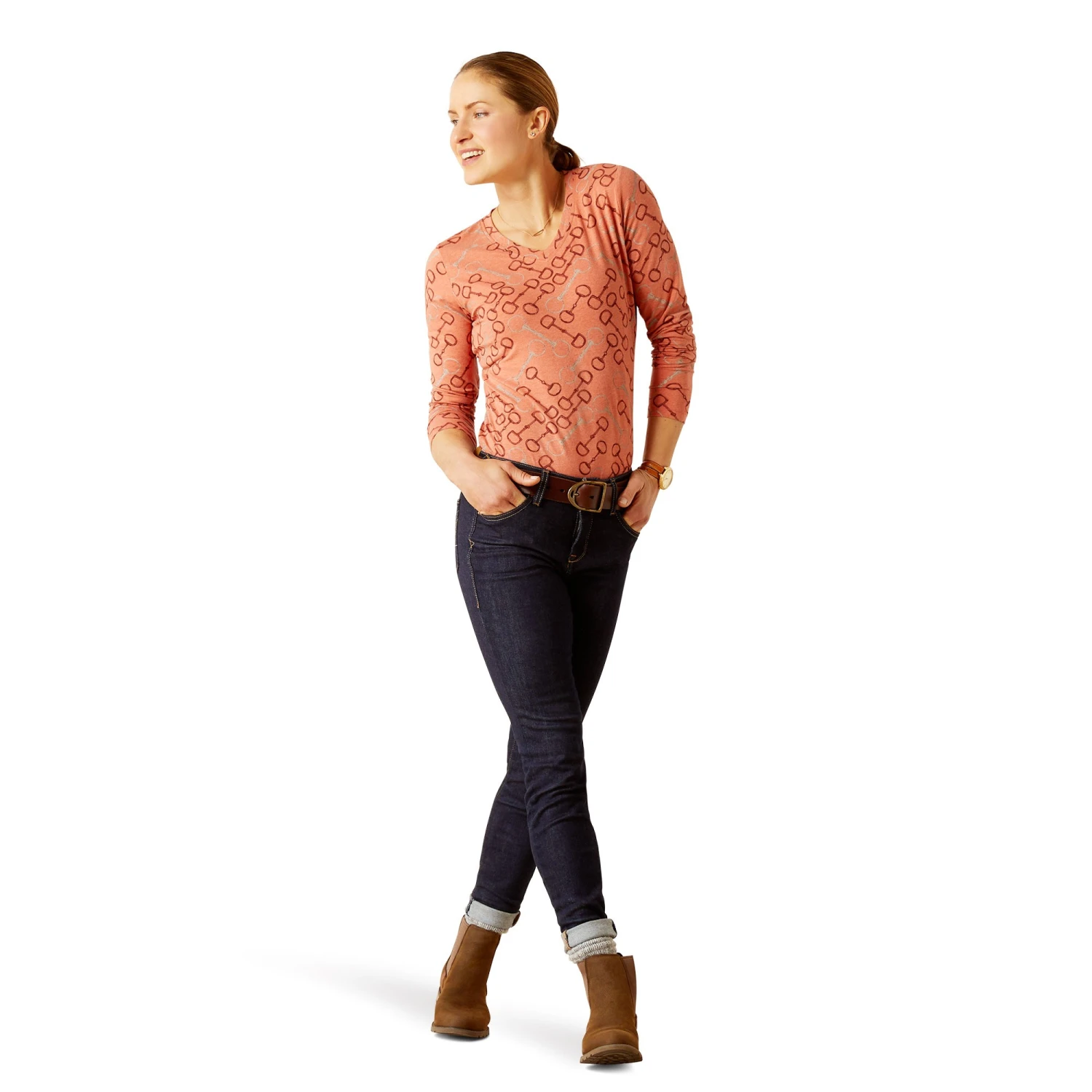 Ariat Women's Burnt Brick Bit Long Sleeve Tee (Burnt Brick) 2 Ariat Women's Burnt Brick Bit Long Sleeve Tee (Burnt Brick) - Image 2